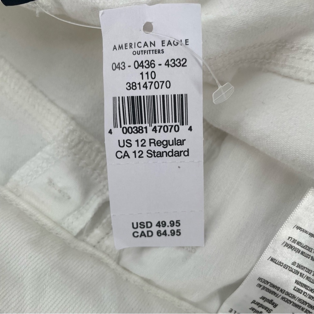 NWT American Eagle White Stretch Denim 5 Pocket Mom Jeans Casual Cotton Blend - Picture 12 of 13